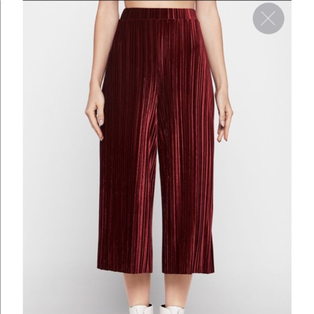 BCBGeneration Red Velvet Pleated Culotte Pant M